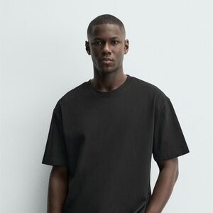 NWT - Zara Men's Basic Heavyweight T-Shirt - Black - Size M